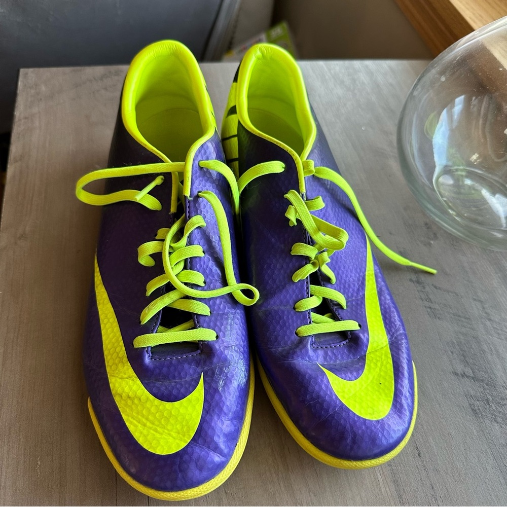 Nike Mercurial Purple and Neon Yellow Athletic Shoes - Picture 4 of 5